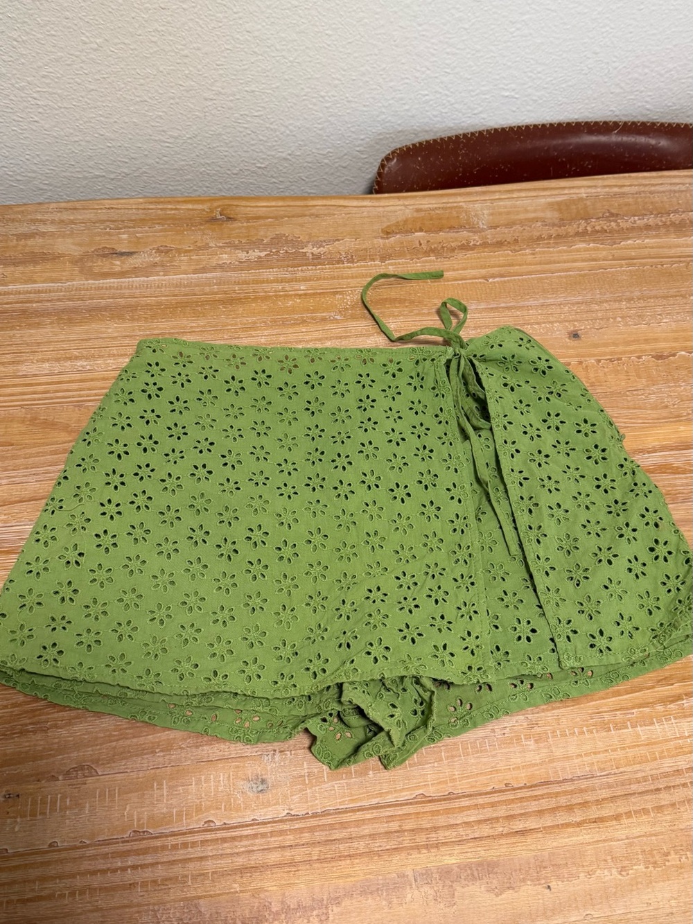 Forever 21 Green Eyelet Wrap Skirt
